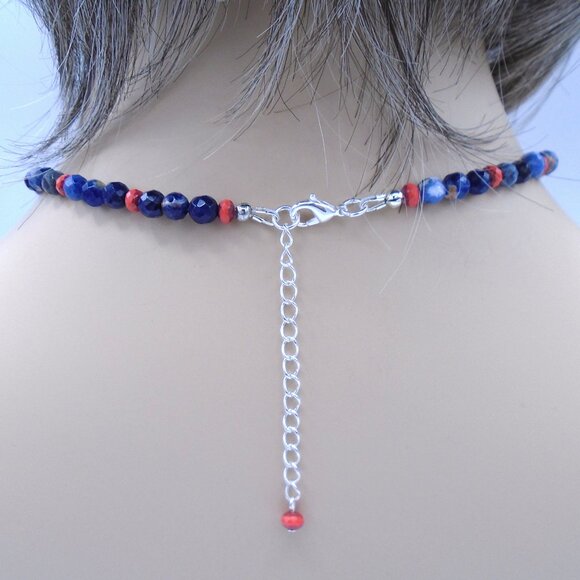 NEW ~ NATURAL SODALITE  Red Coral and Czech Glass 18in Necklace - Picture 3 of 3